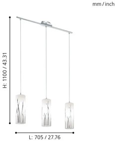 Eglo 92741 - Lampada a sospensione RIVATO 3xE27/60W/230V