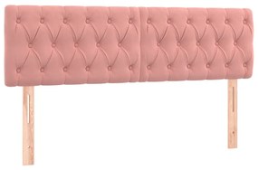 Letto a Molle con Materasso e LED Rosa 160x200 cm in Velluto