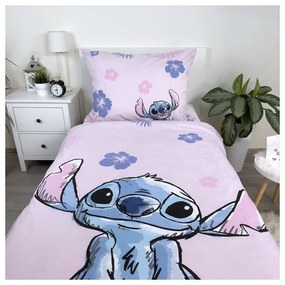 Set copripiumino e federa da bambini rosa chiaro in cotone per letto singolo 140x200 cm Lilo &amp; Stitch "Pink" – Jerry Fabrics