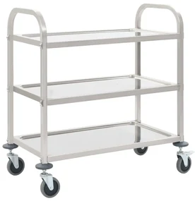 Carrello Da Cucina A 3 Livelli 96,5x55x90 Cm İn Acciaio Inox /