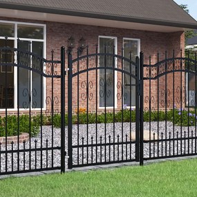 Recinzione Cancello Con Punta A Lancia Nera 103x175cm Acciaio /