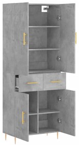 Credenza grigio cemento 69,5x34x180 cm in legno multistrato