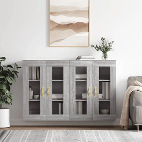 Armadietti A Parete 2 Pz Grigio Sonoma İn Legno Multistrato /