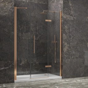 Kamalu - porta doccia 165cm battente e 2 fissi oro rosa spazzolato | kt6000rg