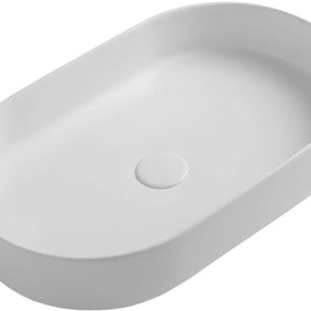 Lavabo da appoggio Smash OLYMPIA CERAMICA ovale piletta non inclusa in ceramica L 60 x H 14 x P 36 cm bianco piletta non inclusa