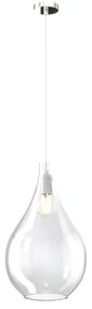 Lampadario Contemporaneo Drop 2.0 Metallo Cromo Vetro Grande Trasp 1 Luce E27