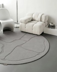 Tappeto rotondo in lana grigia ø 160 cm Morphic Organica - Agnella