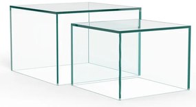 Set di tavolini da salotto in vetro 2 pz 50x50 cm Dice – Actona