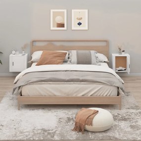 Comodini A Muro 2 Pz Bianco Lucido 50x30x47 Cm /
