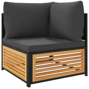 Set divani da giardino 10pz con cuscini legno massello acacia