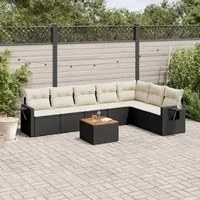 Set Divani da Giardino con Cuscini 8 pz Nero in Polyrattan 3224593