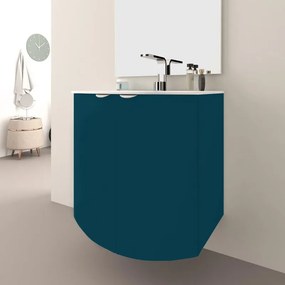 Mobile bagno sospeso con lavabo L 70 x H 70 x P 51 cm blu petrolio per vasca centrale Onda