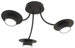 Plafoniera Moderna Giunone Acciaio Nero 3 Luci Gx53 Ip20