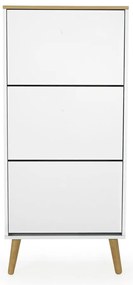 Scarpiera bianca con gambe in legno di quercia a 3 calci Dot - Tenzo