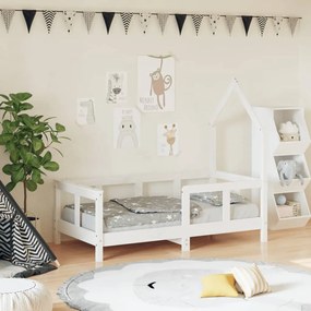 Giroletto Per Bambini Bianco 70x140cm İn Legno Massello Di Pino /