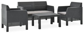 Set Divani da Giardino 4 pz con Cuscini in Rattan PP Antracite