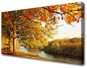 Quadro su tela Natura del lago dell'albero 100x50 cm