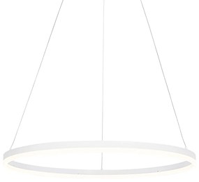Lampada a sospensione di design bianca 80 cm con LED dimmerabile a 3 step - Anello