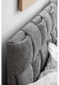 Letto matrimoniale imbottito grigio con rete inclusa 180x200 cm Eve – Miuform