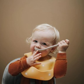 Bavaglino in silicone Mushie - Black numbers