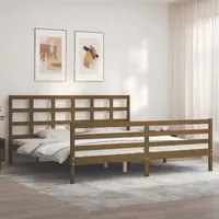 Giroletto con Testiera Miele 200x200 cm in Legno Massello 3194009