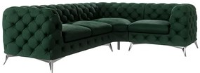 Divano angolare verde scuro (con penisola a destra/a L) con rivestimento in velluto Chelsea – Ropez