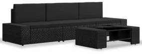 Set Divani da Giardino 4 pz in Polyrattan Nero