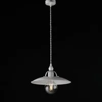 Sospensione Stile Industrial 1 Luce Ferro Bianco e Argento Serie Cantina