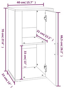 Credenza Bianco Lucido 40x33x70 cm in Legno Multistrato