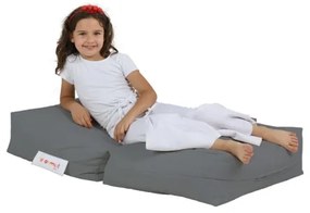 Pouf con poggiapiedi 65x40 cm grigio