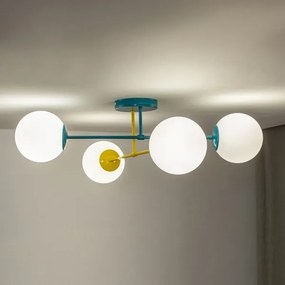 Plafoniera MOON 4xE27/15W/230V turchese/giallo
