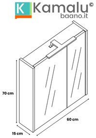 Kamalu - Composizione bagno sospesa 60 cm effetto marmo cemento | LAC-AMFI-60