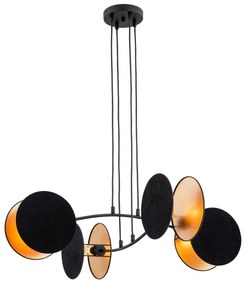 Lampada A Sospensione 4 Luci Moderna Motif In Acciaio Nero E Oro