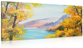 Quadro su tela – Dipinto a olio di un lago di montagna