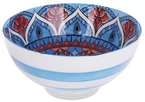 Ciotola Kaori ceramica a righe blu 15x15x8 cm con base