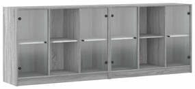 Libreria con ante grigio sonoma 204x37x75 cm legno multistrato
