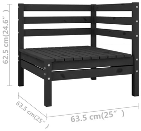 Set salotto da giardino 11 pz in legno massello di pino nero