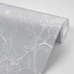 Carta da parati – Bellissimi uccellini in grigio