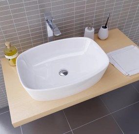 Lavabo da appoggio Balta ovale in ceramica L 50.5 x H 14 x P 38.5 cm bianco lucido piletta non inclusa