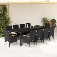 Set da Pranzo da Giardino 11 pz con Cuscini Polyrattan e Vetro 3278734