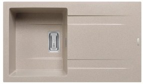 Lavello integrato 1 vasca con gocciolatoio laterale destro o sinistro PYRAMIS Kartesio granito L 50 x L 86 cm beige