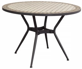 ANXO - tavolo con piano rotondo e mosaico beige e antracite
