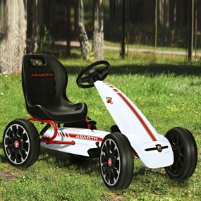 Costway Go kart a pedali per bambini 3-8 anni, Macchinina cavalcabile con sedile regolabile, Bianco