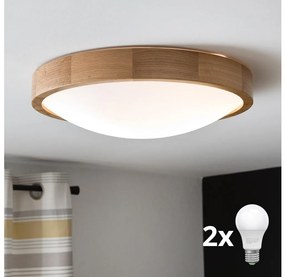 Brilagi - Lampada LED da soffitto CARVALHO SLIM 2xE27/60W/230V quercia Ø37 cm