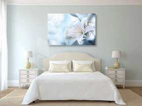 Quadro su tela – Fiore bianco di giglio su sfondo astratto