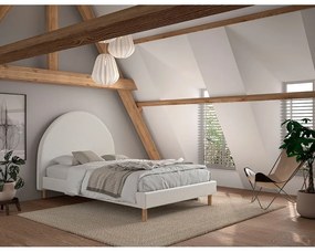 Letto singolo imbottito bianco con griglia 140x200 cm MOON - Vipack