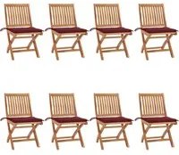 Sedie da Giardino Pieghevoli con Cuscini 8 pz Massello di Teak 3072870