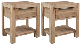 Comodini con cassetti 2 pz 40x30x48 cm legno massello di acacia
