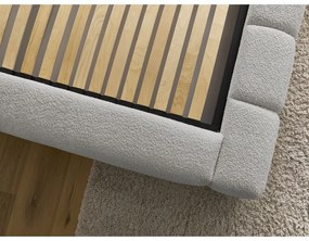 Letto matrimoniale imbottito in grigio chiaro con contenitore con rete inclusa 180x200 cm Denali – Bobochic Paris