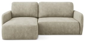 Divano angolare beige allungabile/con contenitore (con penisola a sinistra/con chaise lounge) con rivestimento in ciniglia Lilo – Makamii